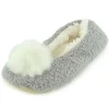 SlumberzzZ Slippers | Pom Pom Ballet Slippers - Grey