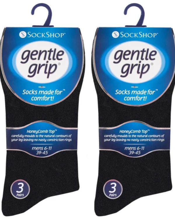 Men SockShop 6 Pairs Mens Gentle Grip Socks - Black