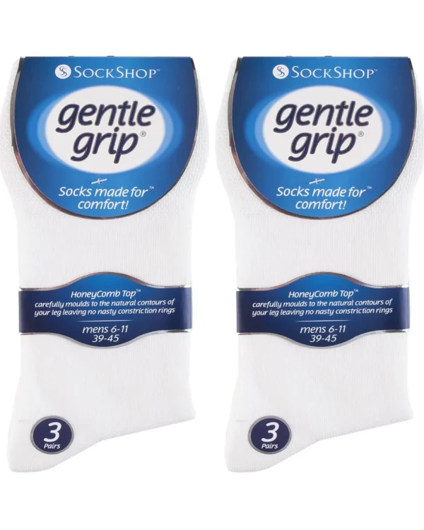 Men SockShop 6 Pairs Mens Gentle Grip Socks - White