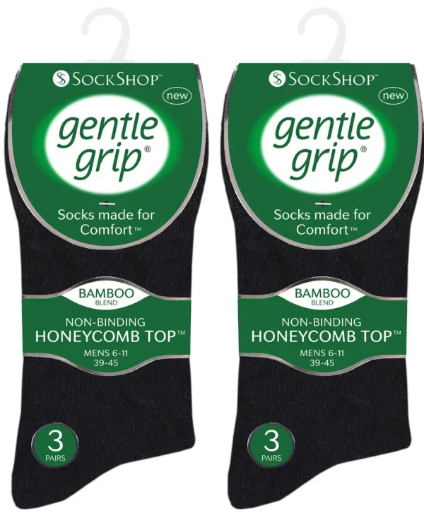 Men SockShop 6 Pairs Mens Gentle Grip Bamboo Socks - Black
