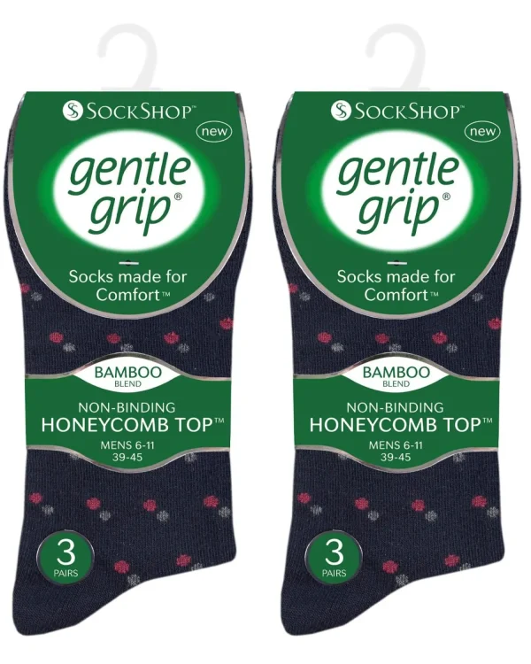 Men SockShop 6 Pairs Mens Gentle Grip Bamboo Socks - Dark Pattern