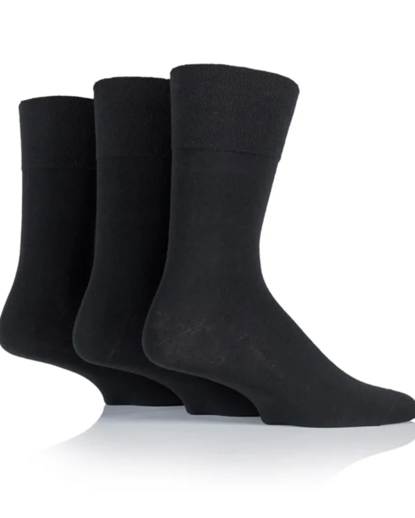 Men SockShop 6 Pairs Mens Gentle Grip Diabetic Socks - Black