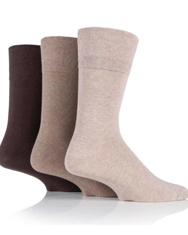 Men SockShop 6 Pairs Mens Gentle Grip Diabetic Socks - Brown