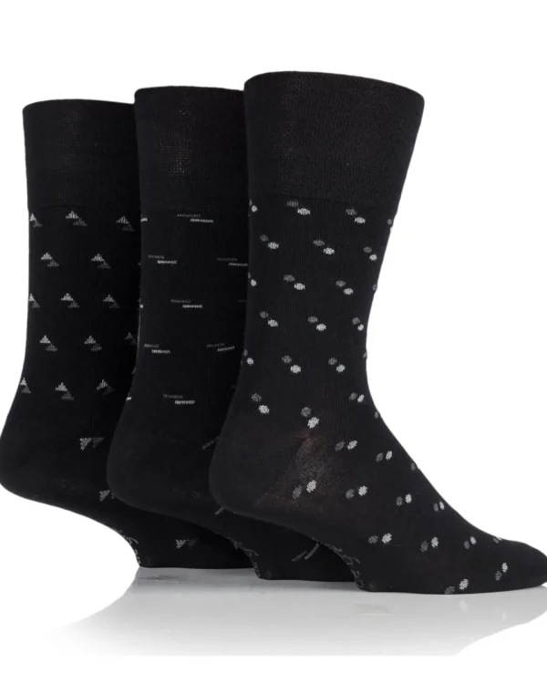 Men SockShop 6 Pairs Mens Gentle Grip Bamboo Socks - Black Pattern