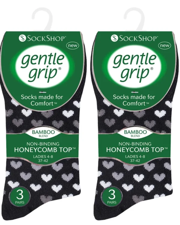 SockShop Socks | 6 Pairs Womens Gentle Grip Bamboo Socks - Monochrome