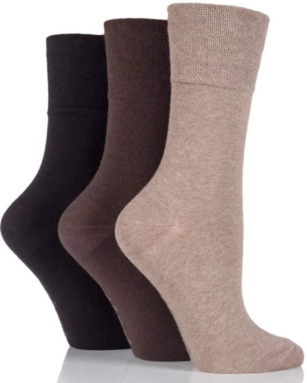 SockShop Socks | 6 Pairs Womens Gentle Grip Socks - Brown