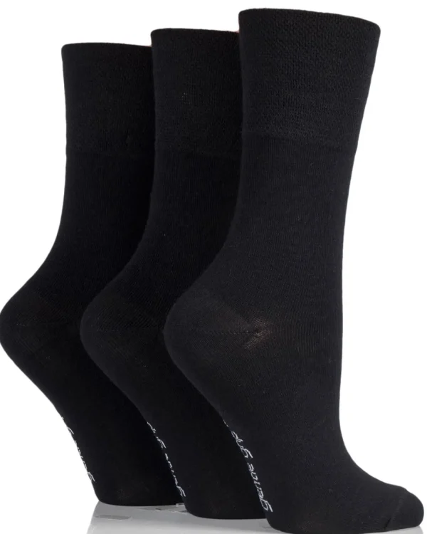 SockShop Socks | 6 Pairs Womens Gentle Grip Bamboo Socks - Black
