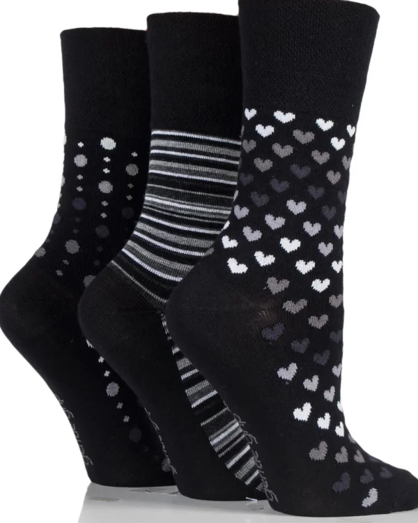 SockShop Socks | 6 Pairs Womens Gentle Grip Bamboo Socks - Monochrome