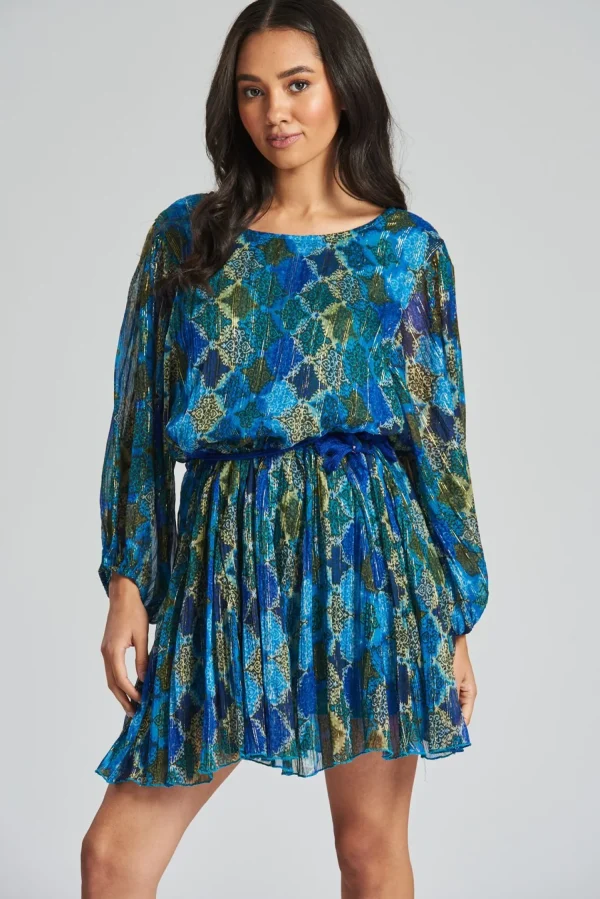 South Beach Dresses | Blue Metallic Mini Dress