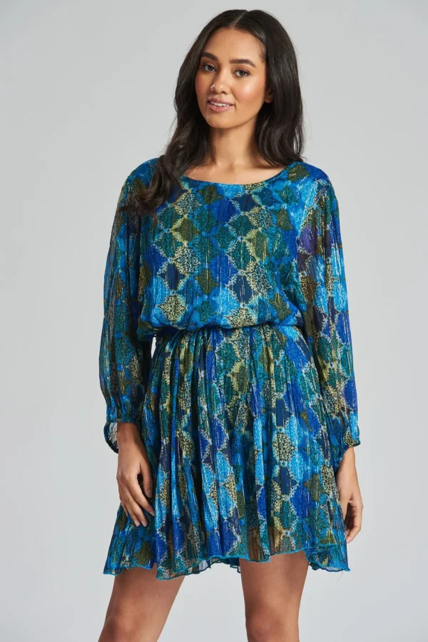 South Beach Dresses | Blue Metallic Mini Dress