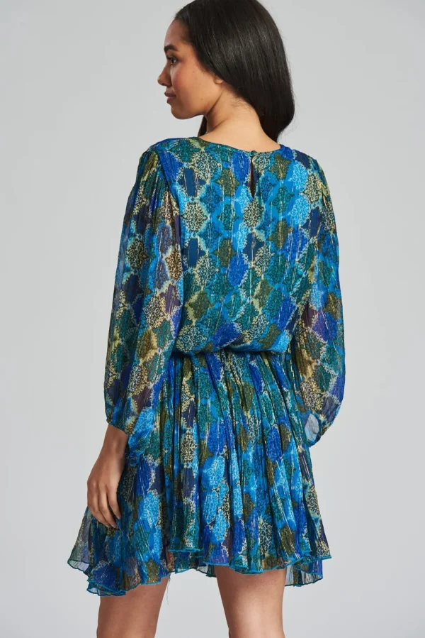 South Beach Dresses | Blue Metallic Mini Dress