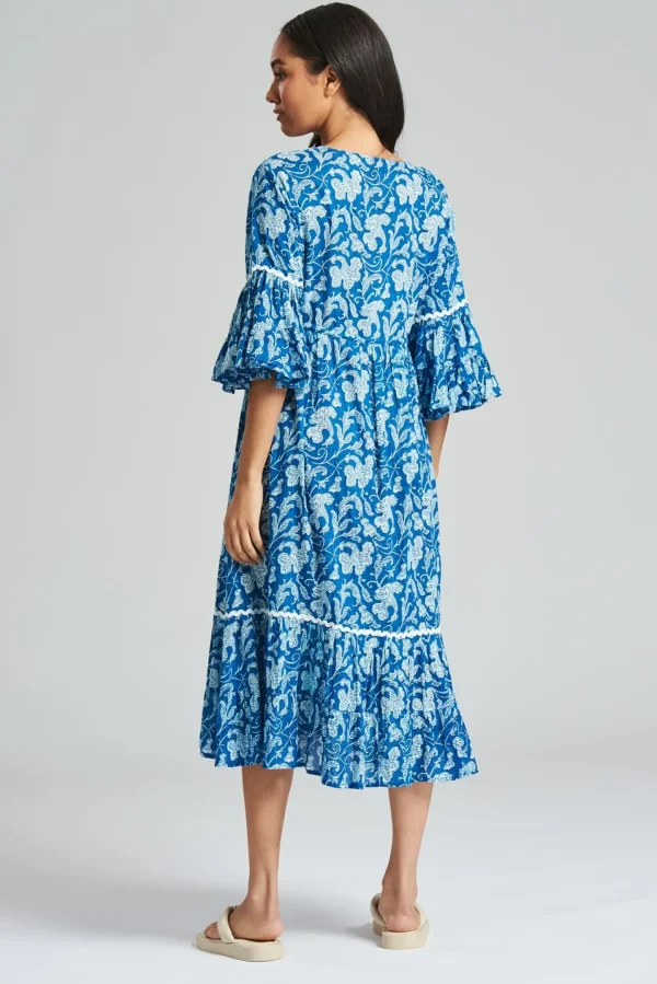 South Beach Dresses | Blue Paisley Print Summer Dress