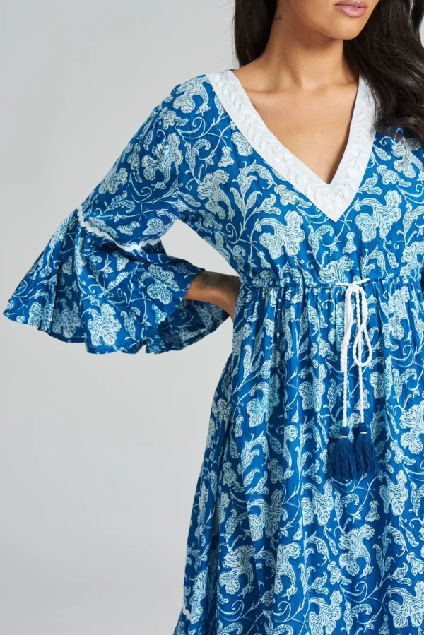 South Beach Dresses | Blue Paisley Print Summer Dress