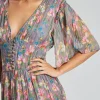 South Beach Dresses | Metallic Floral Midi Dress - Grey