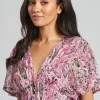 South Beach Dresses | Metallic Floral Midi Dress - Pink