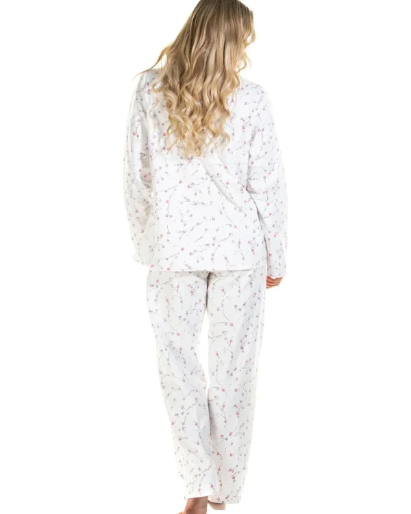 Sue Marks Pyjamas | Floral Brushed Cotton Pyjamas - Ivory