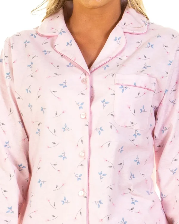 Sue Marks Pyjamas | Floral Flannel Brushed Cotton Pyjamas - Pink