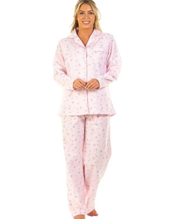 Sue Marks Pyjamas | Floral Flannel Brushed Cotton Pyjamas - Pink