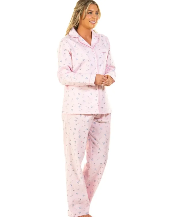 Sue Marks Pyjamas | Floral Flannel Brushed Cotton Pyjamas - Pink