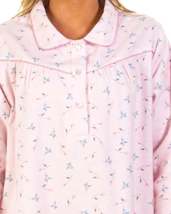 La Marquise Nighties | Sue Marks Floral Flannel Brushed Cotton Nightie - Pink