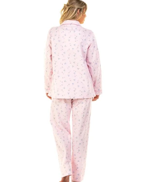 Sue Marks Pyjamas | Floral Flannel Brushed Cotton Pyjamas - Pink
