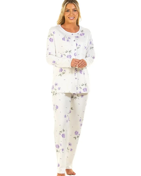 Sue Marks Pyjamas | Florence Floral Button Pyjamas - Lilac