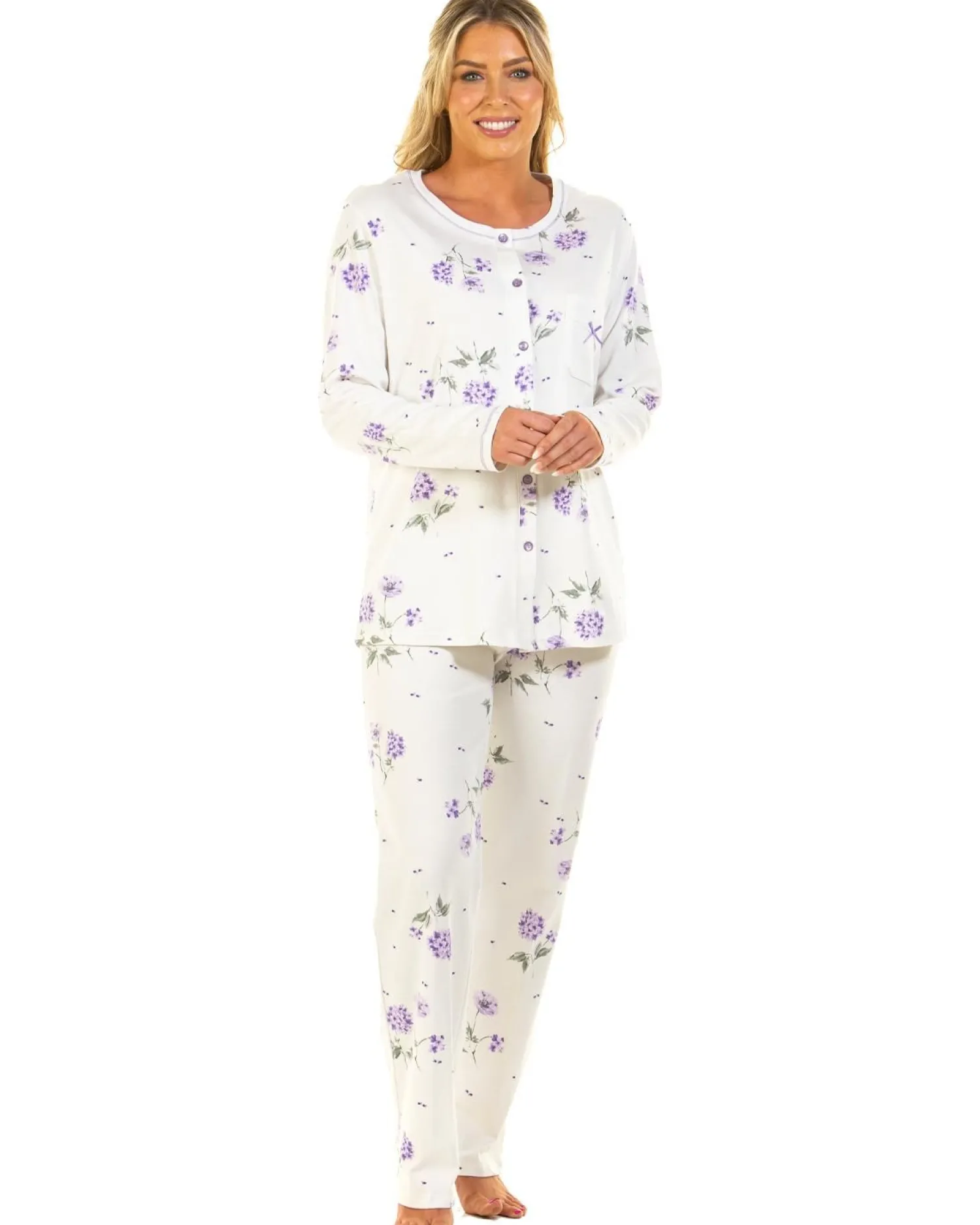 sue_marks_florence_floral_1-1.webp Sue Marks Pyjamas | Florence Floral Button Pyjamas - Lilac