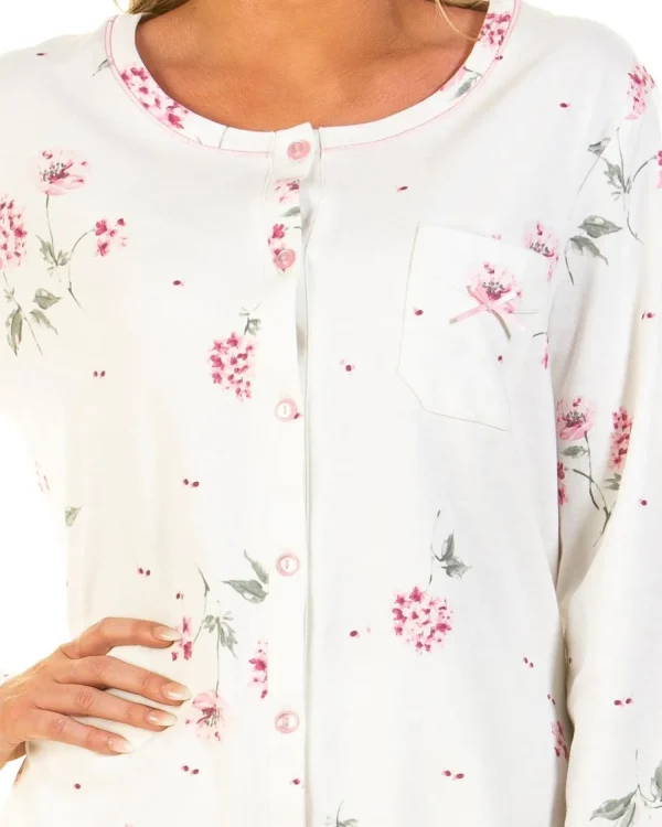 Sue Marks Pyjamas | Florence Floral Button Pyjamas - Pink
