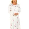 Sue Marks Nighties | Florence Long Sleeve Floral Nightie - Pink