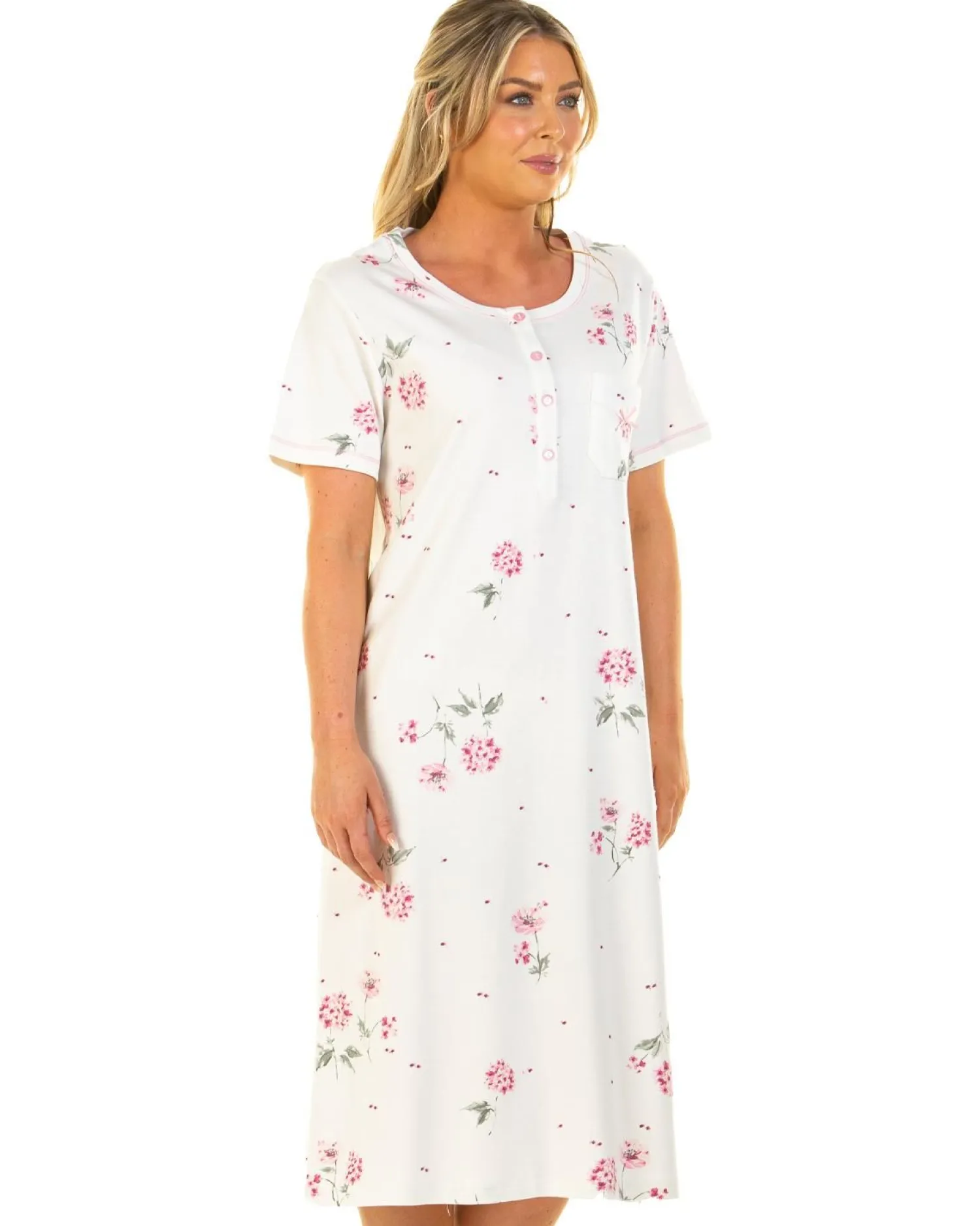 sue_marks_florence_short__0-1.webp Sue Marks Nighties | Florence Short Sleeve Floral Nightie - Pink