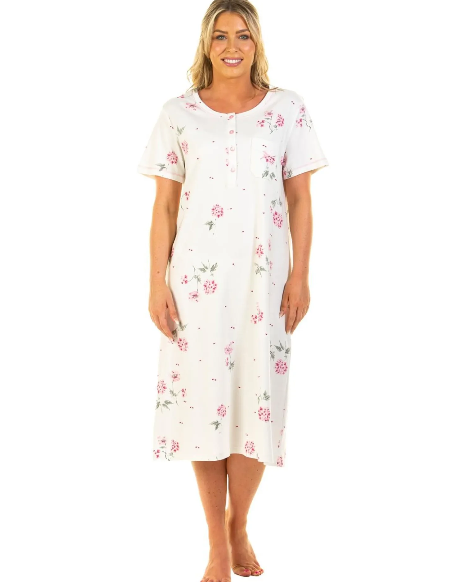 sue_marks_florence_short__1-1.webp Sue Marks Nighties | Florence Short Sleeve Floral Nightie - Pink