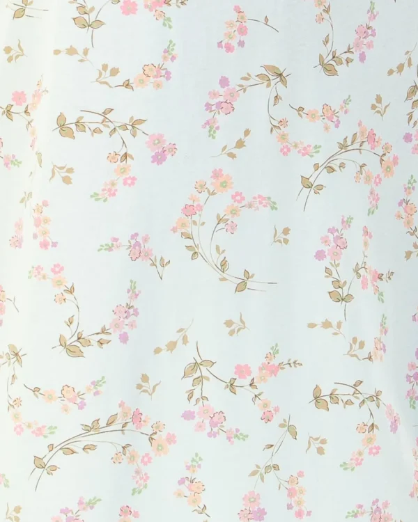 Sue Marks Nighties | Flower Spray 43" Short Sleeve Nightie - Aqua