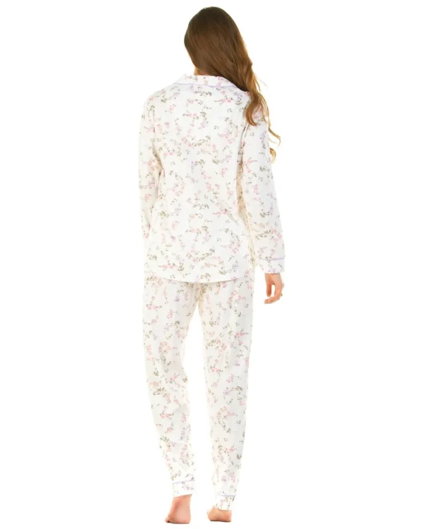 Sue Marks Pyjamas | Flower Spray Button Pyjamas - Ivory
