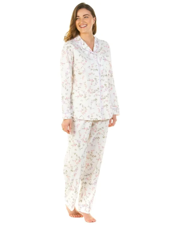 Sue Marks Pyjamas | Flower Spray Button Pyjamas - Ivory