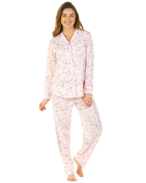 Sue Marks Pyjamas | Flower Spray Button Pyjamas - Pink
