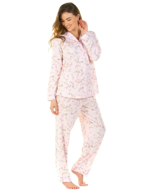 Sue Marks Pyjamas | Flower Spray Button Pyjamas - Pink