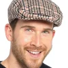 Men Tom Franks Check Flat Cap - Beige