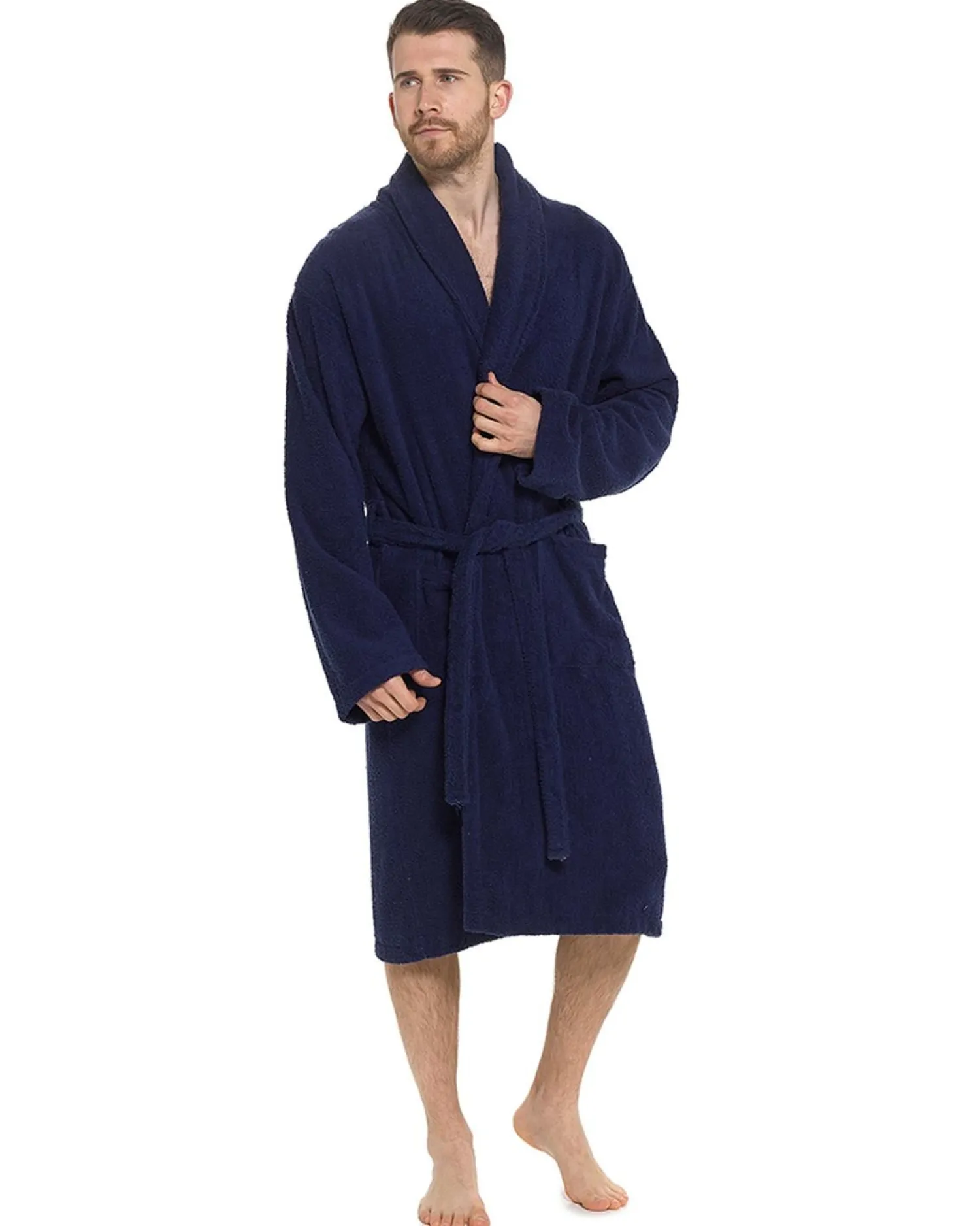 tom_franks_cotton_towelli_0.webp Men Tom Franks Cotton Towelling Bathrobe - Navy