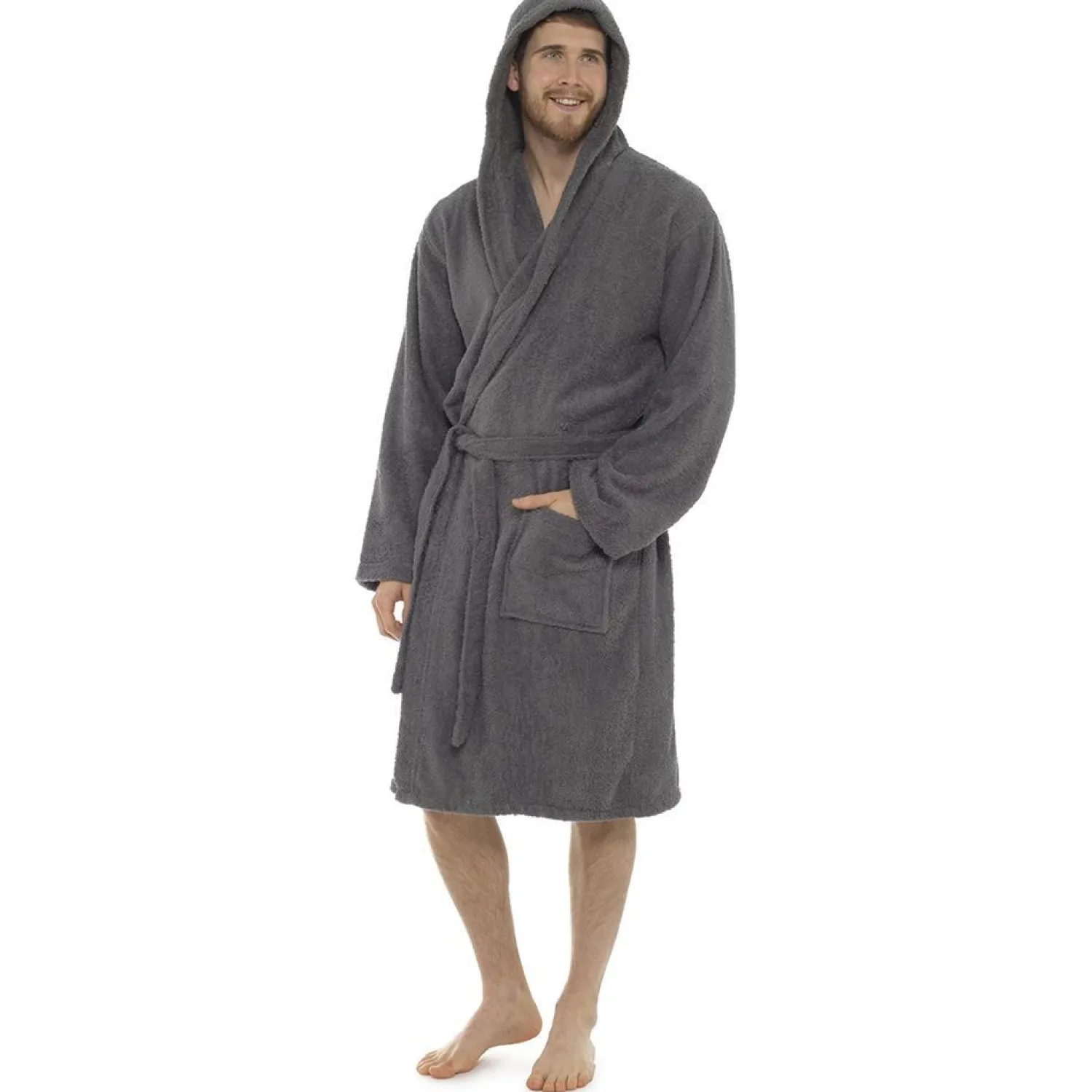 tom_franks_hooded_towelli_0-4.webp Men Tom Franks Hooded Towelling Dressing Gown - Grey