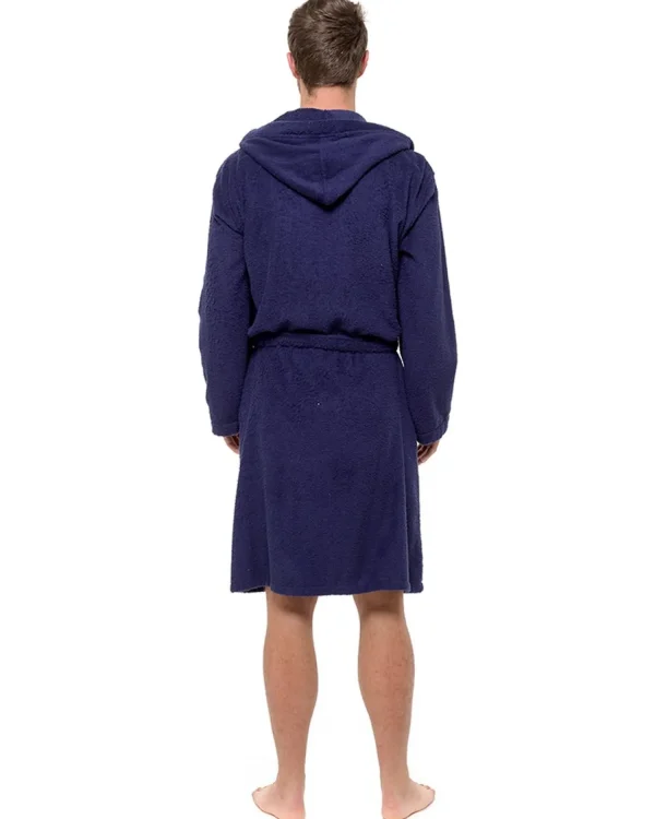 Men Tom Franks Hooded Towelling Dressing Gown - Navy
