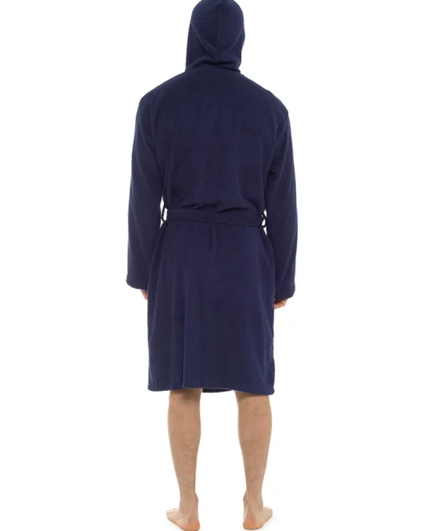 Men Tom Franks Hooded Towelling Dressing Gown - Navy