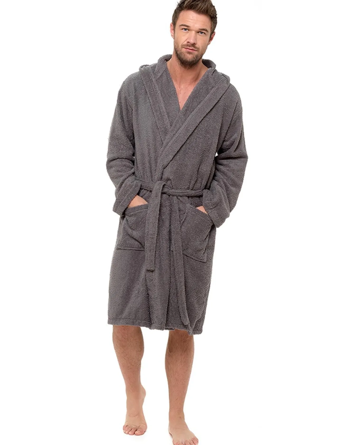 tom_franks_hooded_towelli_3-2.webp Men Tom Franks Hooded Towelling Dressing Gown - Grey