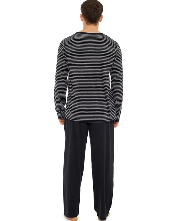 Men Tom Franks Jersey Cotton Long Pyjamas - Black