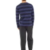 Men Tom Franks Jersey Cotton Long Pyjamas - Navy/Grey