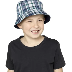 Kids Tom Franks Kids Reversible Bucket Hat - Navy Check