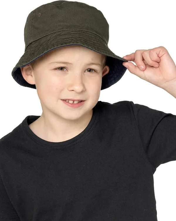 Kids Tom Franks Kids Reversible Bucket Hat - Khaki/Navy