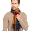 Men Tom Franks Mens Check Scarf - Navy/Orange