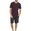 Men Tom Franks Striped Short Pyjamas - Grey/Red
