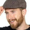 Men Tom Franks Tweed Peaked Flat Cap