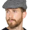 Men Tom Franks Wool Blend Flat Cap - Black Check